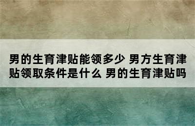 男的生育津贴能领多少 男方生育津贴领取条件是什么 男的生育津贴吗